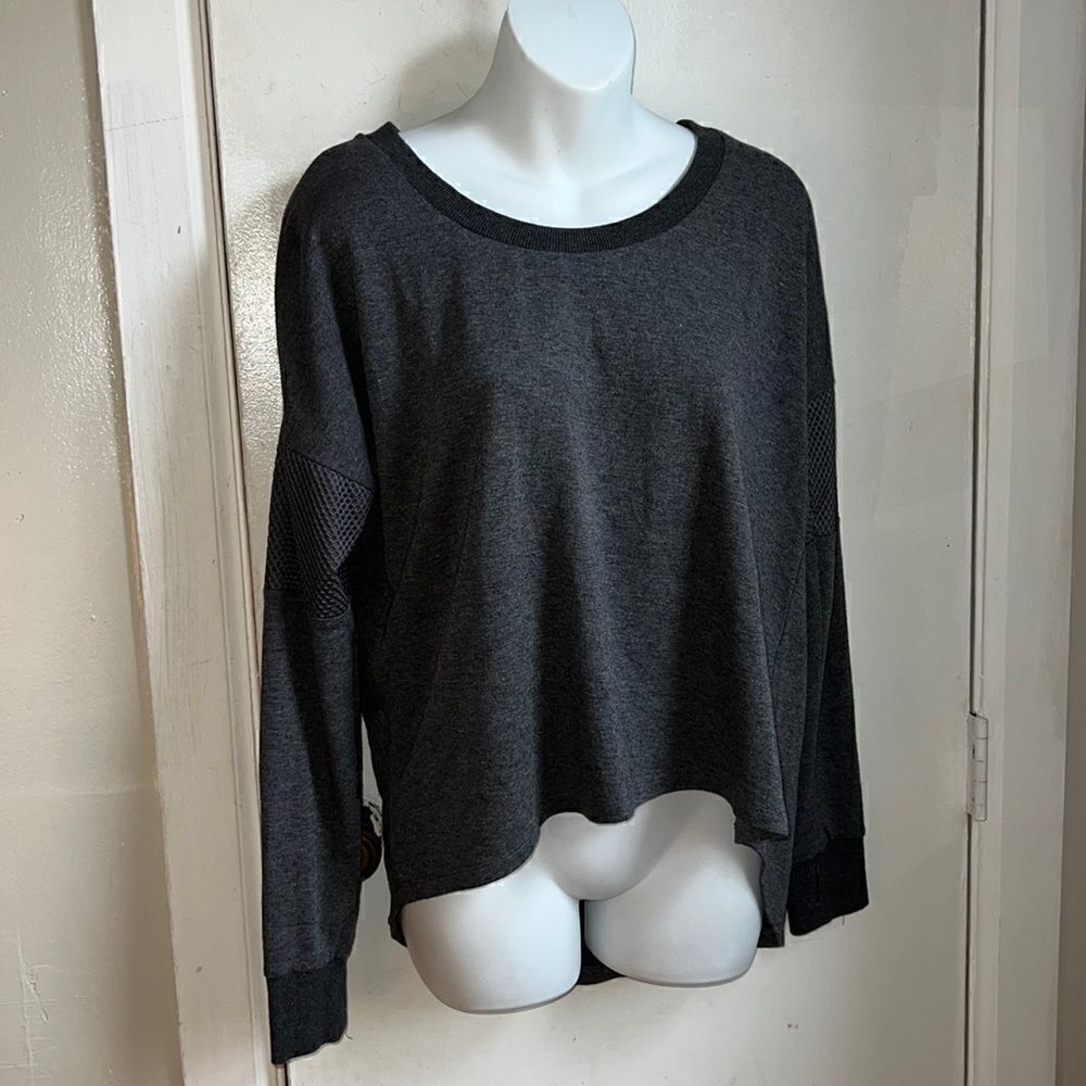 ALEXO ATHLETICA Dark Grey Mesh Panel Sleeve Sweater-M